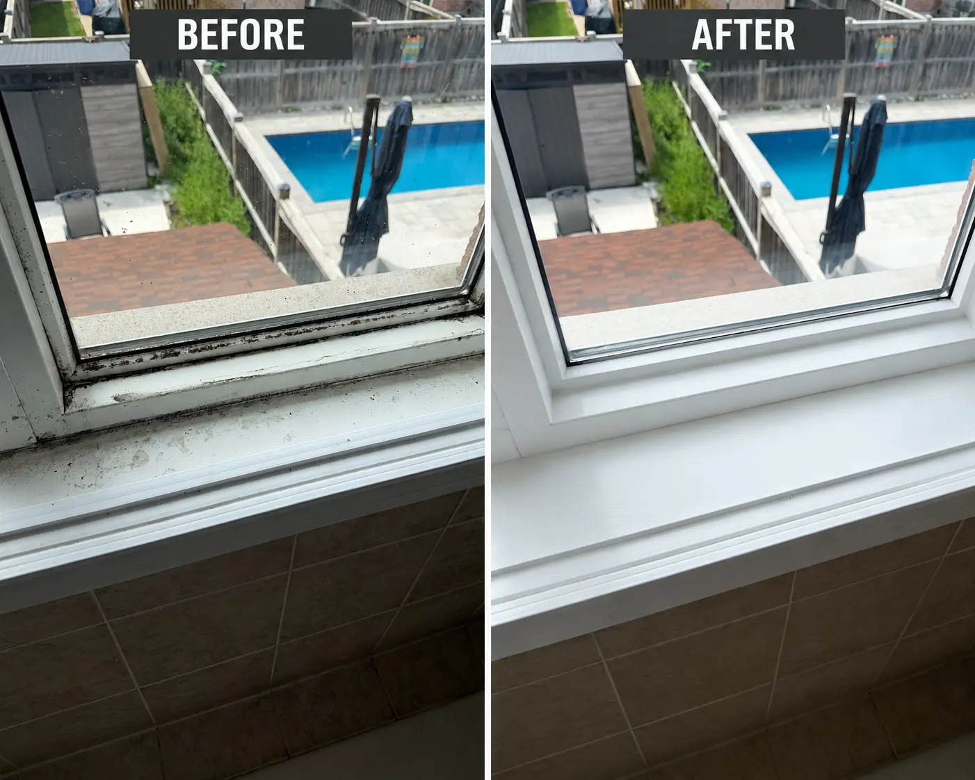 Window frame before and after